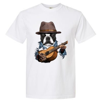 Boston Terrier Playing Guitar Pet Dog Lover Guitar Player Garment-Dyed Heavyweight T-Shirt