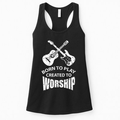 Born To Play Created To Worship Religious Guitar Player Womens Tank Top