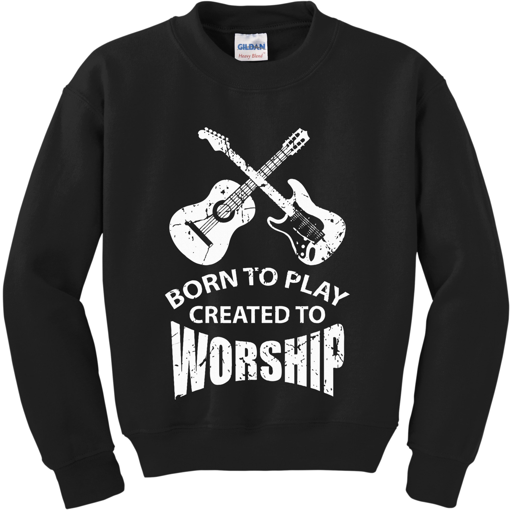 Born To Play Created To Worship Religious Guitar Player Kids Sweatshirt