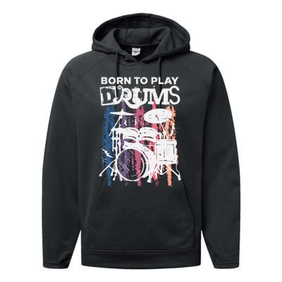 Born To Play Drums Drumming Rock Music Band Drummer Gift Performance Fleece Hoodie