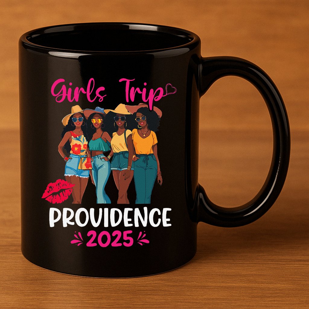 Black Trip Providence 2025 Vacation Matching 11oz C Handle Ceramic Mug