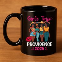 Black Trip Providence 2025 Vacation Matching 11oz C Handle Ceramic Mug