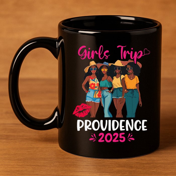 Black Trip Providence 2025 Vacation Matching 11oz C Handle Ceramic Mug