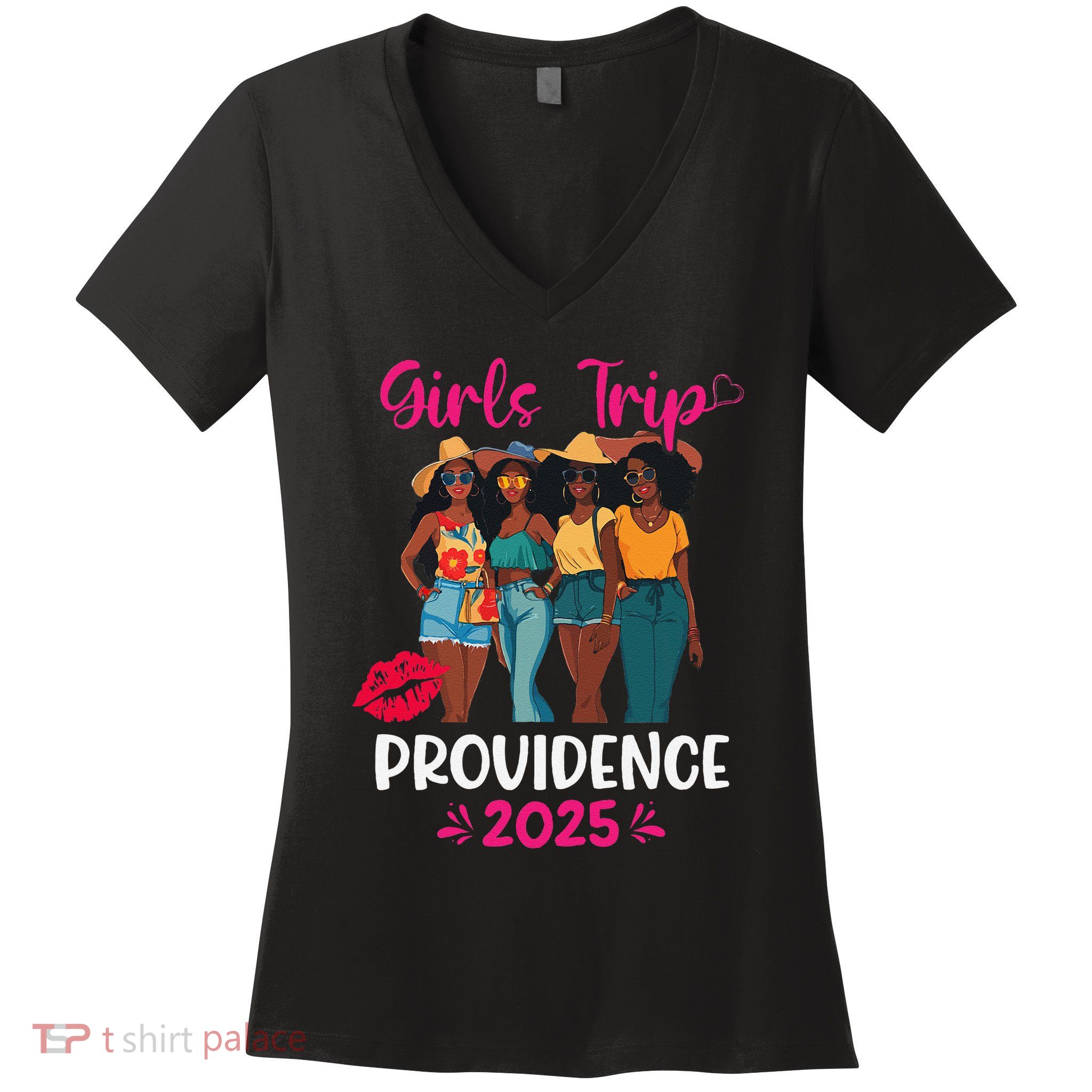 Black Trip Providence 2025 Vacation Matching Women's V-Neck T-Shirt
