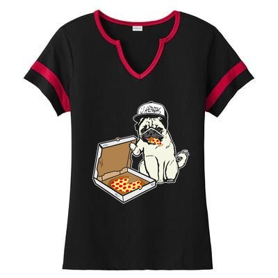 Babu The Pug Dog Eating Pizza, Justin Ashar Snapback Ladies Halftime Notch Neck Tee