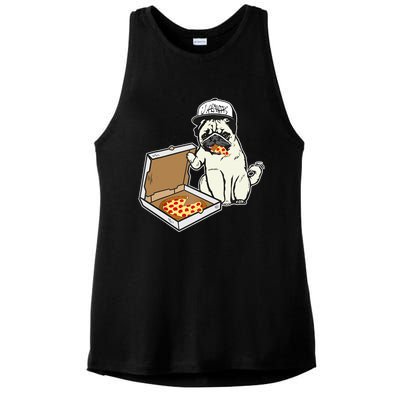 Babu The Pug Dog Eating Pizza, Justin Ashar Snapback Ladies PosiCharge Tri-Blend Wicking Tank