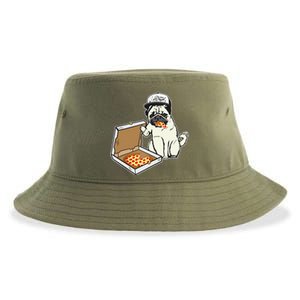 Babu The Pug Dog Eating Pizza, Justin Ashar Snapback Sustainable Bucket Hat