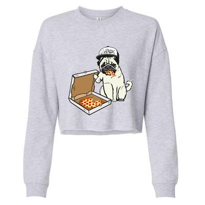 Babu The Pug Dog Eating Pizza, Justin Ashar Snapback Cropped Pullover Crew