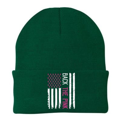 Back The Pink Breast Cancer Awareness Flag Knit Cap Winter Beanie