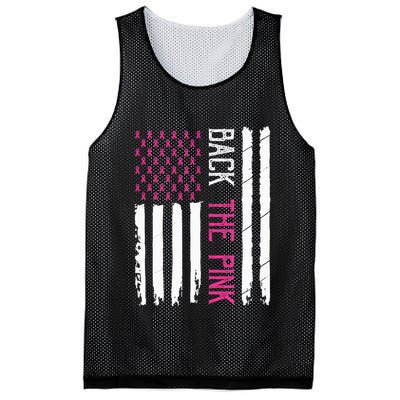 Back The Pink Breast Cancer Awareness Flag Mesh Reversible Basketball Jersey Tank