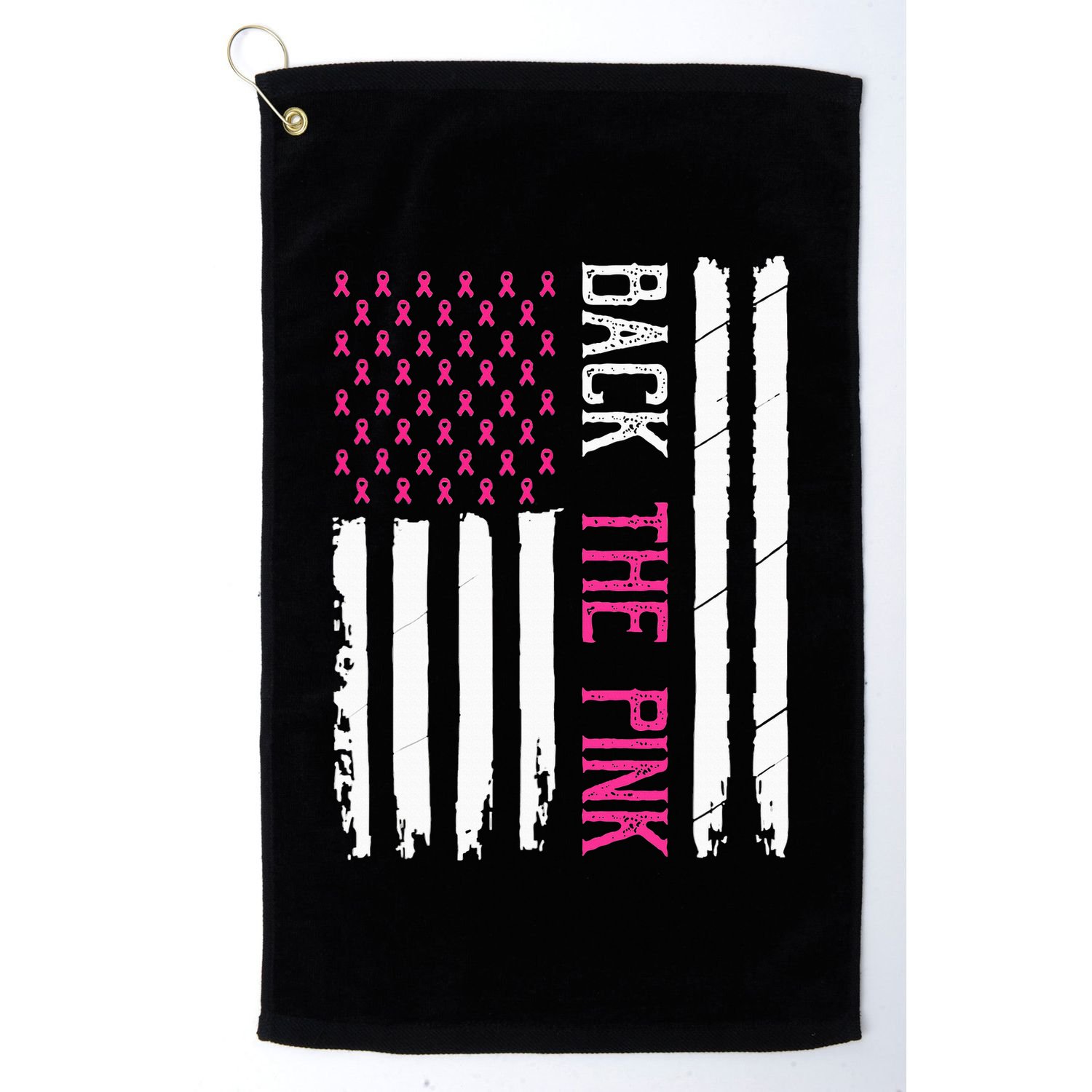 Back The Pink Breast Cancer Awareness Flag Golf Towel