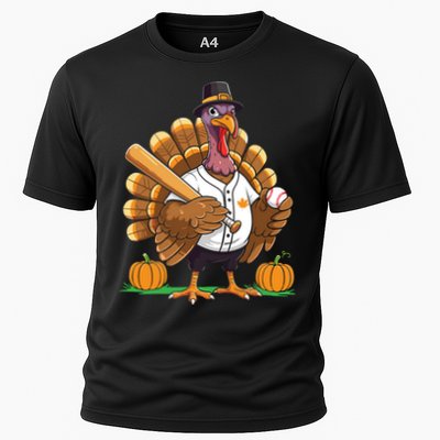 Baseball Turkey Pilgrim Thanksgiving Pumpkin Meaningful Gift Cooling Performance Crew T-Shirt