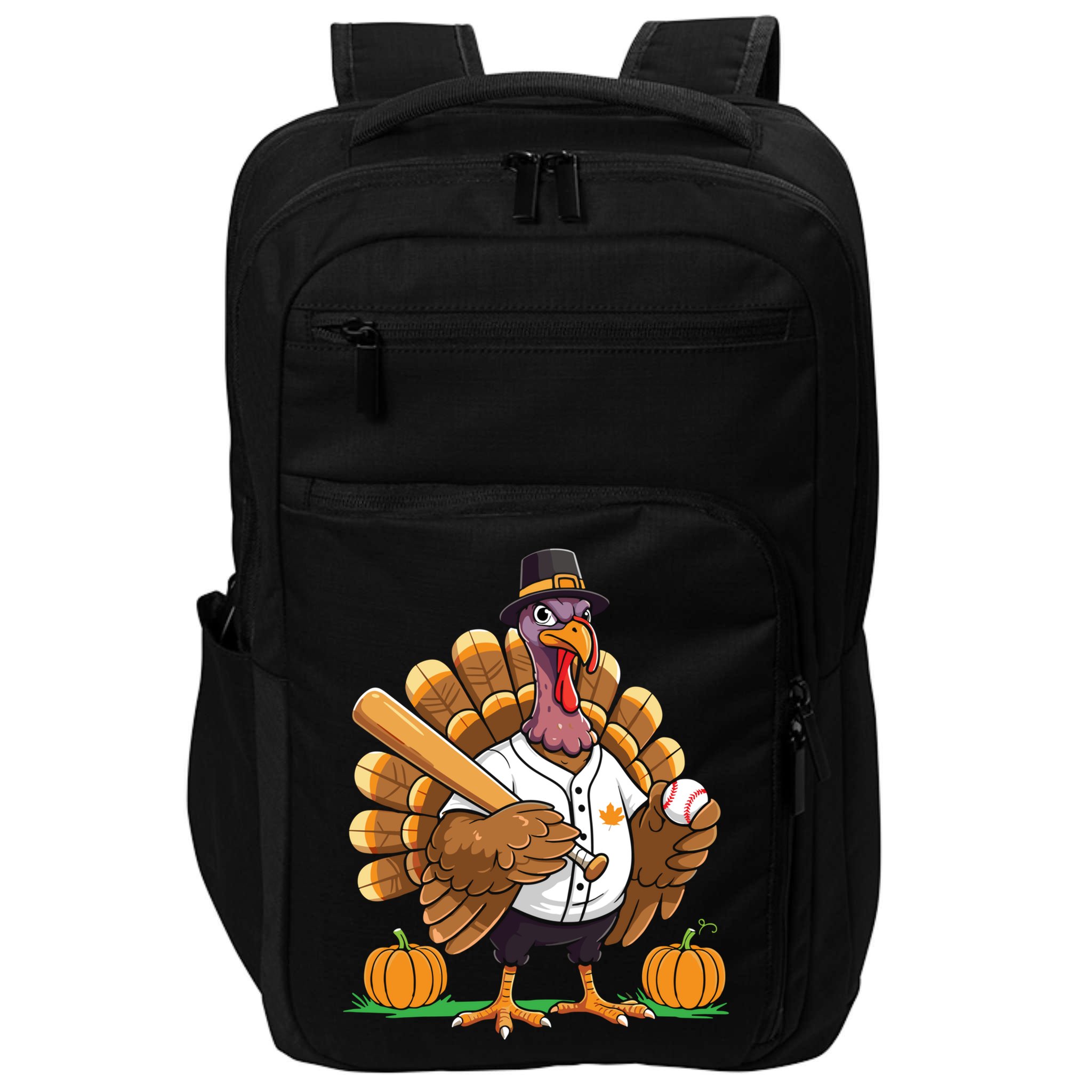 Baseball Turkey Pilgrim Thanksgiving Pumpkin Meaningful Gift Impact Tech Backpack