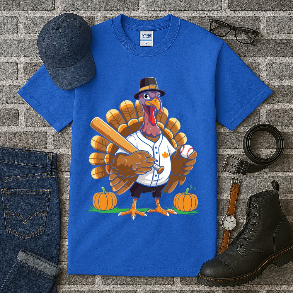 Baseball Turkey Pilgrim Thanksgiving Pumpkin Meaningful Gift Tall T-Shirt