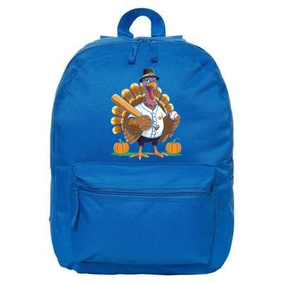 Baseball Turkey Pilgrim Thanksgiving Pumpkin Meaningful Gift 16 in Basic Backpack