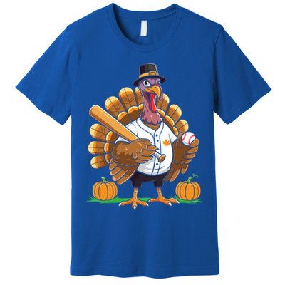 Baseball Turkey Pilgrim Thanksgiving Pumpkin Meaningful Gift Premium T-Shirt