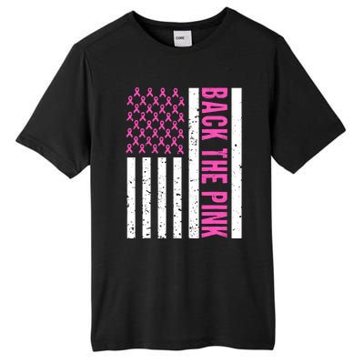 Back The Pink Breast Cancer Awareness Flag Tall Fusion ChromaSoft Performance T-Shirt