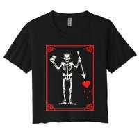 Blackbeard The Pirate Battle Flag Jolly Roger Military Army Women's Crop Top Tee
