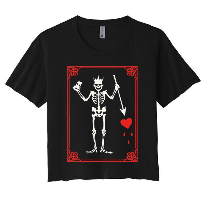 Blackbeard The Pirate Battle Flag Jolly Roger Military Army Women's Crop Top Tee