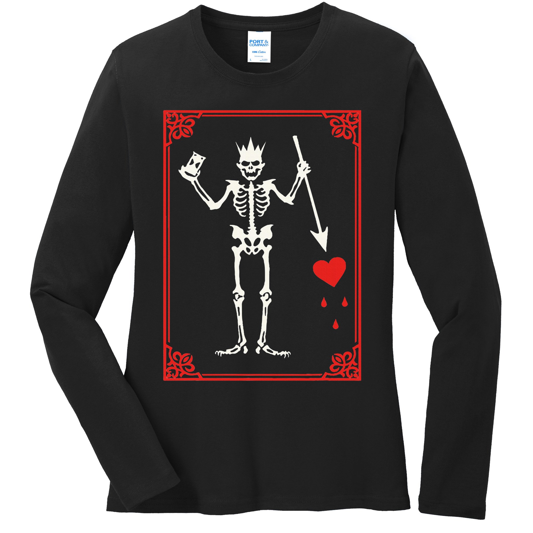 Blackbeard The Pirate Battle Flag Jolly Roger Military Army Ladies Long Sleeve Shirt