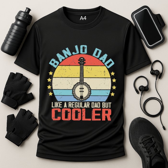 Banjo Teacher Player Dad For Bluegrass Guitarist Musician Cooling Performance Crew T-Shirt