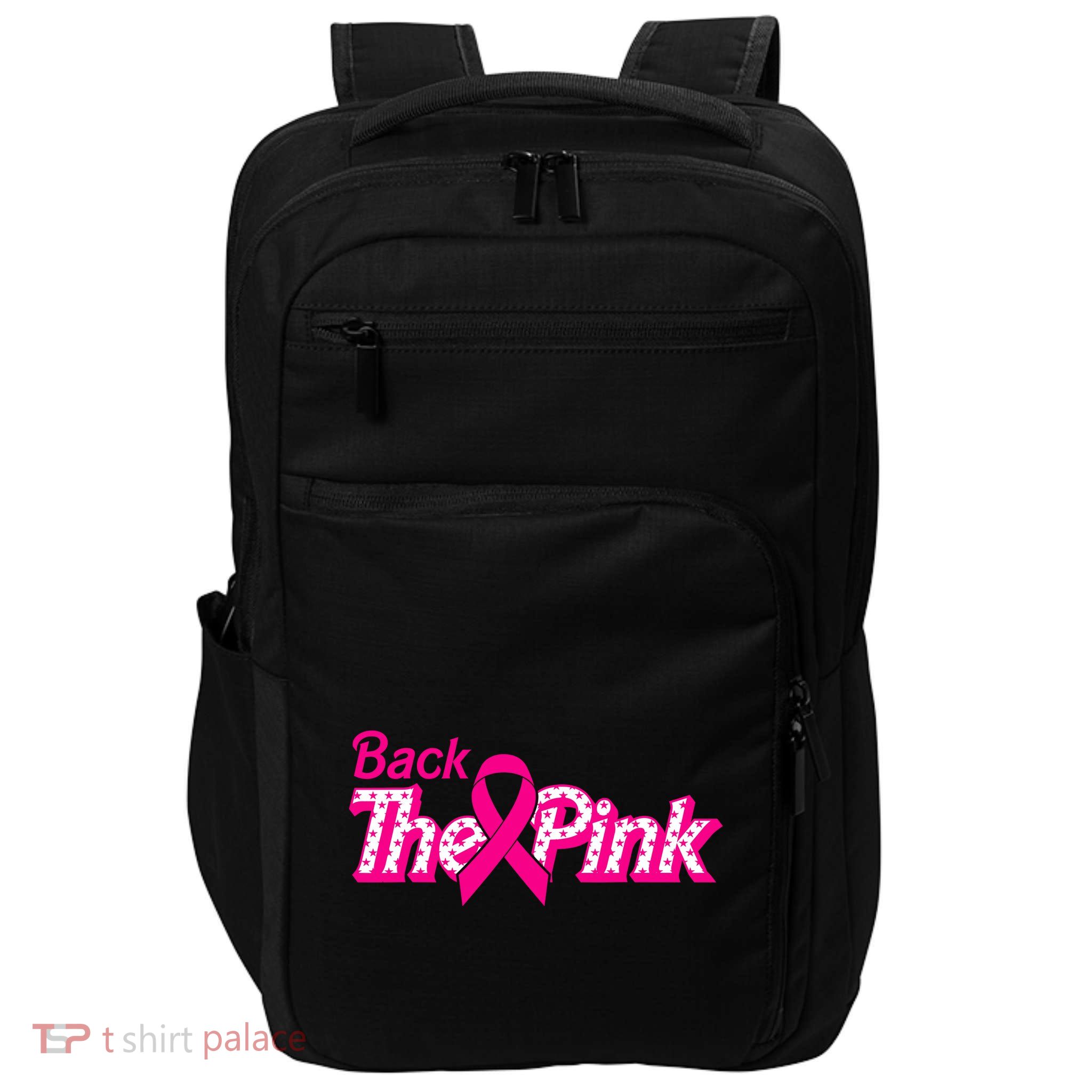 Back The Pink Breast Cancer Support Cancer Warrior Impact Tech Backpack
