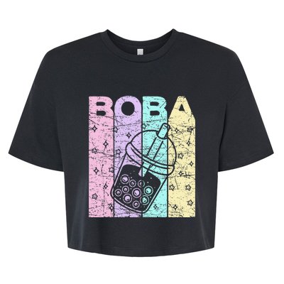 Boba Tea Pastel Bubble Tea Lover Retro Bella+Canvas Jersey Crop Tee