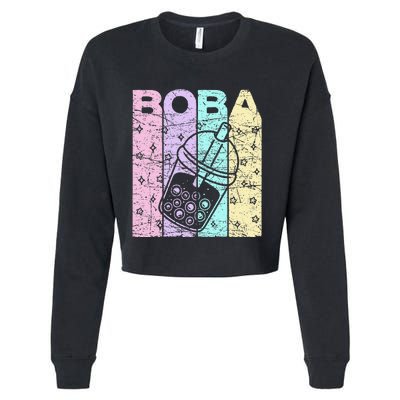 Boba Tea Pastel Bubble Tea Lover Retro Cropped Pullover Crew