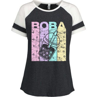 Boba Tea Pastel Bubble Tea Lover Retro Enza Ladies Jersey Colorblock Tee