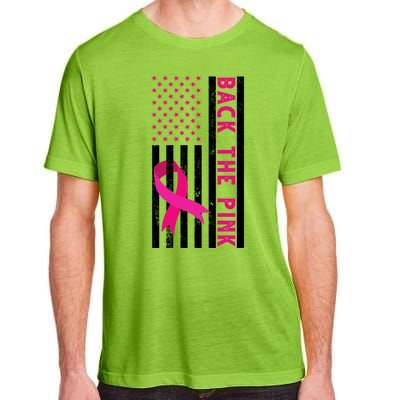 Back The Pink American Flag Pink Ribbon Breast Cancer Adult ChromaSoft Performance T-Shirt