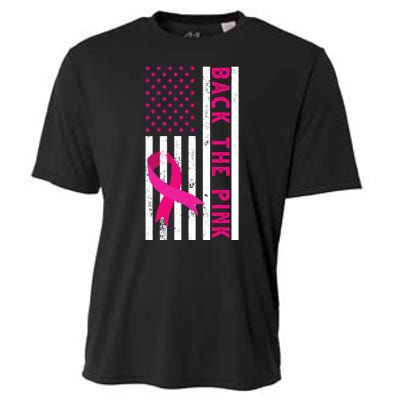 Back The Pink American Flag Pink Ribbon Breast Cancer Cooling Performance Crew T-Shirt