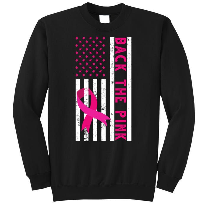 Back The Pink American Flag Pink Ribbon Breast Cancer Sweatshirt