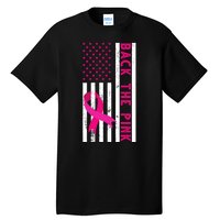 Back The Pink American Flag Pink Ribbon Breast Cancer Tall T-Shirt