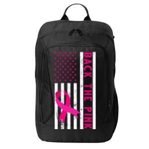 Back The Pink American Flag Pink Ribbon Breast Cancer City Backpack