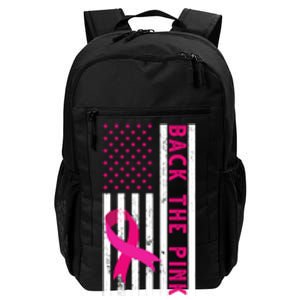 Back The Pink American Flag Pink Ribbon Breast Cancer Daily Commute Backpack