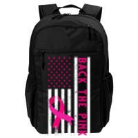 Back The Pink American Flag Pink Ribbon Breast Cancer Daily Commute Backpack