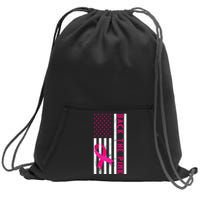 Back The Pink American Flag Pink Ribbon Breast Cancer Sweatshirt Cinch Pack Bag