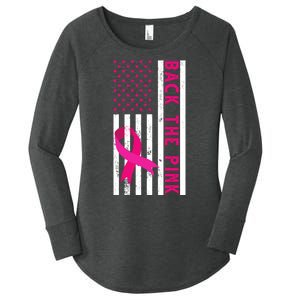 Back The Pink American Flag Pink Ribbon Breast Cancer Women's Perfect Tri Tunic Long Sleeve Shirt