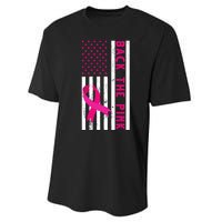 Back The Pink American Flag Pink Ribbon Breast Cancer Performance Sprint T-Shirt