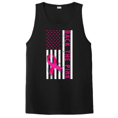 Back The Pink American Flag Pink Ribbon Breast Cancer PosiCharge Competitor Tank