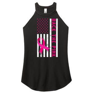 Back The Pink American Flag Pink Ribbon Breast Cancer Women’s Perfect Tri Rocker Tank