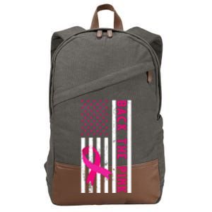 Back The Pink American Flag Pink Ribbon Breast Cancer Cotton Canvas Backpack