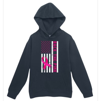 Back The Pink American Flag Pink Ribbon Breast Cancer Urban Pullover Hoodie