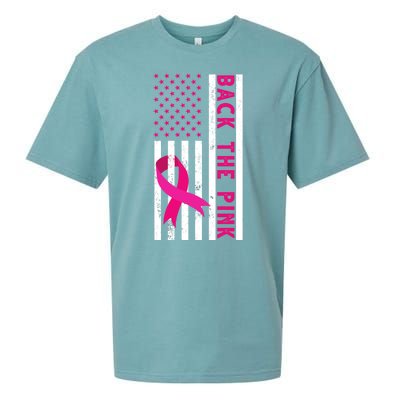 Back The Pink American Flag Pink Ribbon Breast Cancer Sueded Cloud Jersey T-Shirt