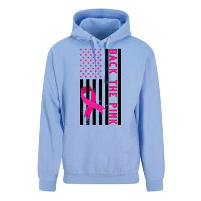 Back The Pink American Flag Pink Ribbon Breast Cancer Unisex Surf Hoodie