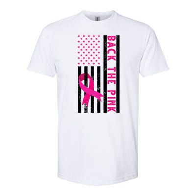 Back The Pink American Flag Pink Ribbon Breast Cancer Softstyle CVC T-Shirt