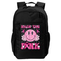 Back The Pink Smile Face Pink Breast Cancer Awareness Groovy Daily Commute Backpack