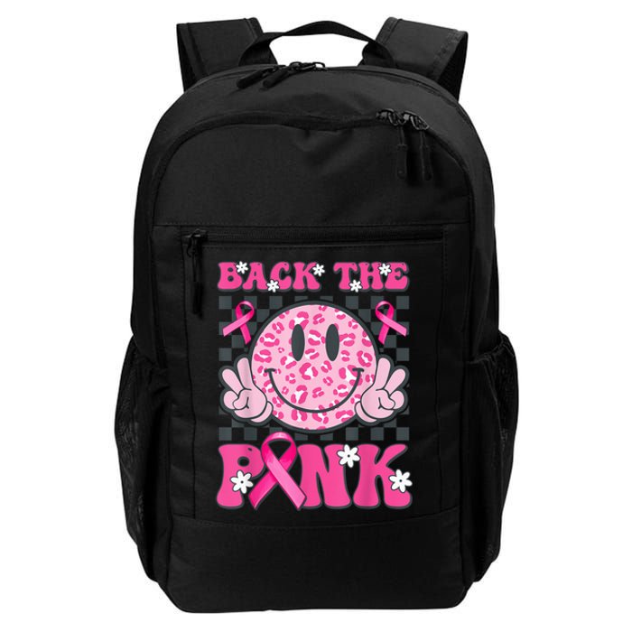 Back The Pink Smile Face Pink Breast Cancer Awareness Groovy Daily Commute Backpack