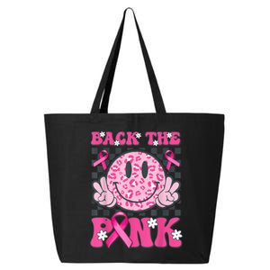 Back The Pink Smile Face Pink Breast Cancer Awareness Groovy 25L Jumbo Tote