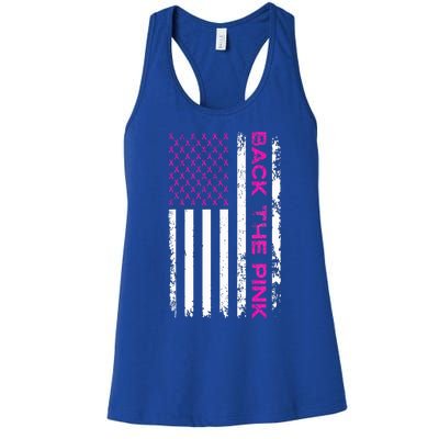 Back The Pink Breast Cancer Awareness Flag Women's Racerback Tank